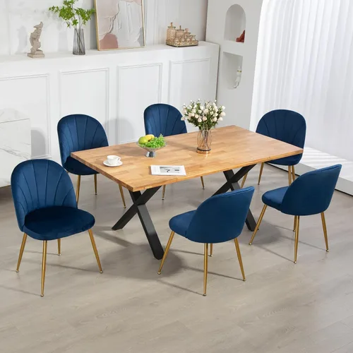 Miniatura 3 de Juego de 2 sillas de comedor de terciopelo, sillas de comedor modernas tapizadas de mediados de siglo, sillas decorativas sin brazos con patas