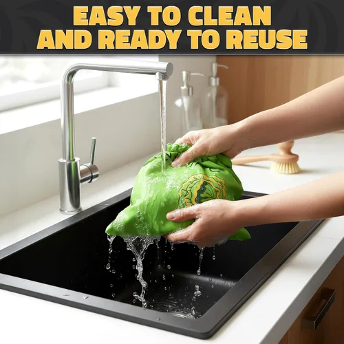 Miniatura 9 de Lechuga Keeper para refrigerador – Bolsas de almacenamiento reutilizables de 3 capas con forro de aluminio y cordón Transpirable, lavable