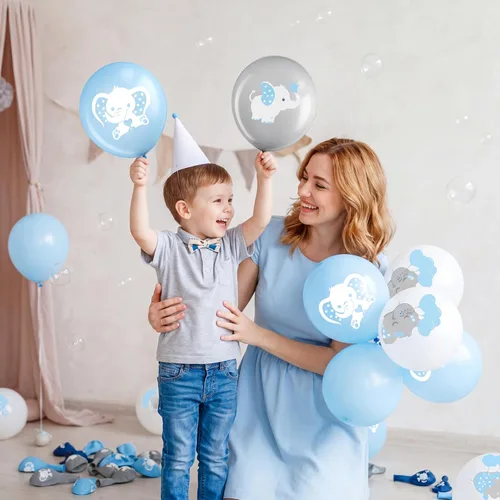 Miniatura 7 de Aoriher 45 globos de elefante de 12 pulgadas, globo de elefante para baby shower, para bebés, niños y niñas, revelación de género, suministros