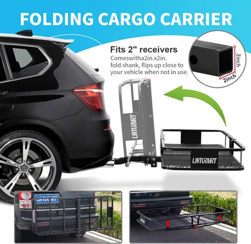 Miniatura 4 de LWTURMRT Portacarga de enganche de 60 x 21 x 6 pulgadas y estante de carga receptor con bolsa de carga impermeable (58 x 20 x 24 pulgadas), pintura