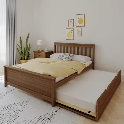 Miniatura 13 de Max & Lily Cama individual, base de cama con cabecera para niños con cajón deslizable, rejilla, color nogal