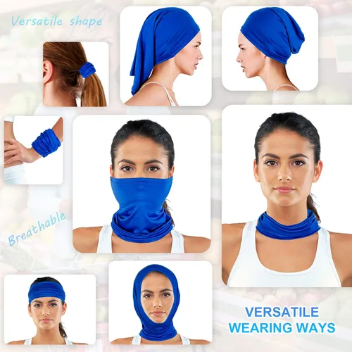 Miniatura 5 de Paquete de 4 cubrebocas con polaina para el cuello: pasamontañas, bandana y máscara de cocodrilo, diadema, bufanda, máscaras para hombres y mujeres