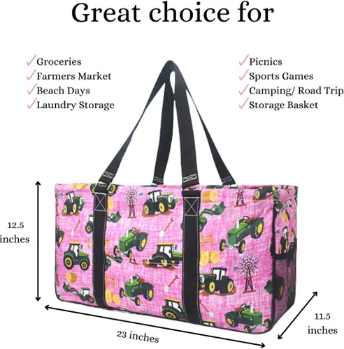 Miniatura 361 de NGIL Bolsa de comestibles reutilizable extra grande plegable de gran tamaño para comestibles, almacenamiento, picnic, playa, Bronco-negro occidental