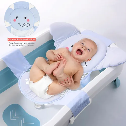 Miniatura 2 de AIR&TREE Red de Soporte para Asiento de Baño para Bebé, Secado Rápido, Ajustable, Cómoda, Antideslizante, Cabestrillo de Malla para Ducha en Bañera