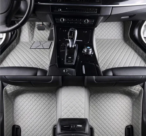 Miniatura 17 de Alfombrillas de automóvil para Mercedes-Benz G, GL, GLA, GLB, GLC, GLE, GLK, GLS, M, ML 2000-2023 forros de cuero antideslizantes (negro y beige)