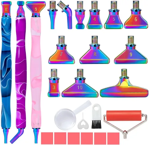Miniatura 10 de DoreenBow 13 Piezas Accesorios de Pluma para Pintura de Arte de Diamante - Puntas Multi Colocador, Herramientas Luminosas de Pintura de Arte