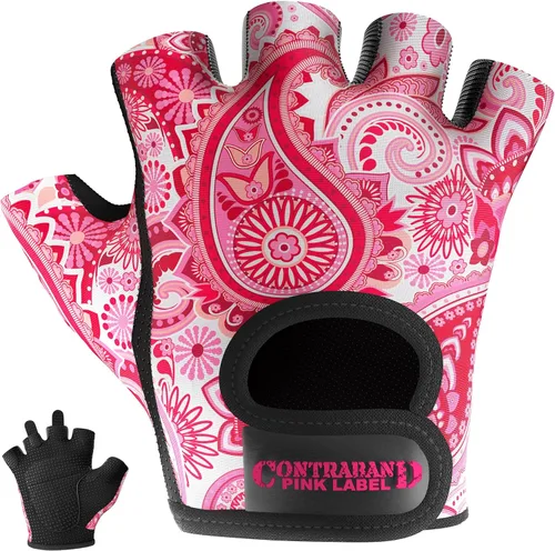 Miniatura 6 de Contraband Pink Label 5387 Design Series - Guantes de levantamiento y remo con estampado de cachemira (par) – Ligero vegano medio acolchado de Azul