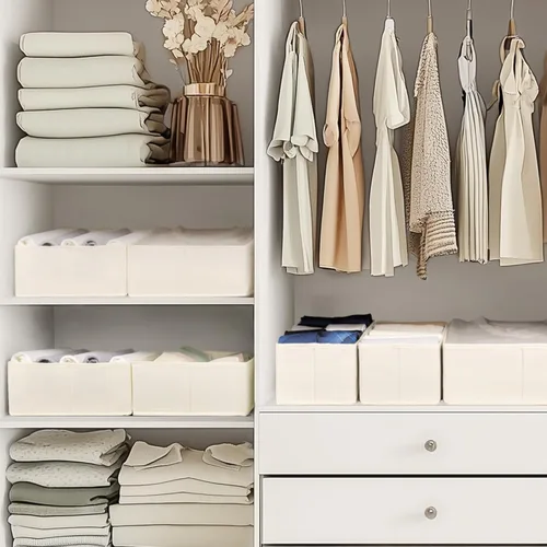Miniatura 7 de Criusia Organizador de Cajones para Ropa, Paquete de 10 Organizadores de Cómoda para Ropa de Bebé, Ropa Interior, Calcetines - Contenedores Beige