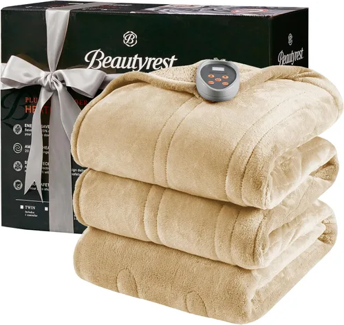 Miniatura 20 de Beautyrest Manta térmica, manta eléctrica, suave, cálida y reversible, manta térmica Sherpa para oficina, sofá, 3 ajustes de calor, apagado