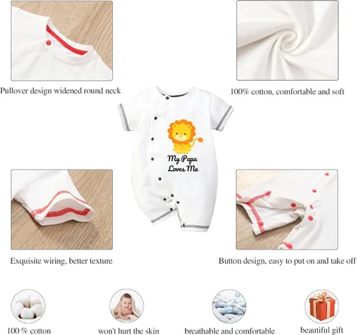 Miniatura 2 de Trajes de algodón para recién nacido, ropa de bebé niño lindo león, unisex, divertido bebé niña bebé 0-24 meses, Azul