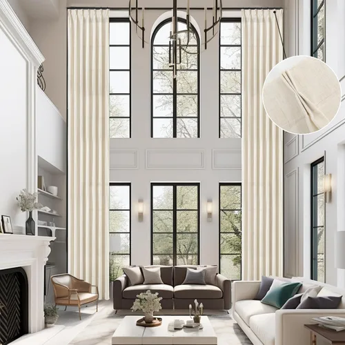 Miniatura 12 de DriftAway Cortinas plisadas de lino semitransparentes con textura de casa de campo sólidas y rústicas modernas para sala de estar y dormitorio, 2