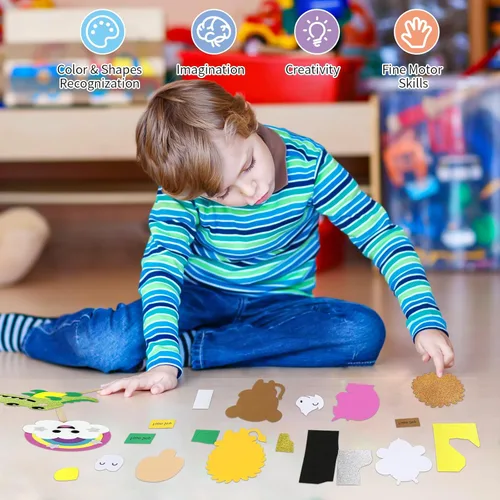 Miniatura 4 de VKPI Kit de manualidades para hacer 6 marionetas de palitos, manualidades de arte de espuma para regalo, juguetes para contar cuentos para niños