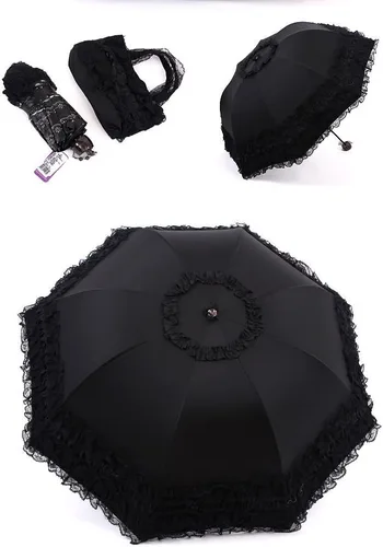 Miniatura 4 de Honeystore Paraguas plegable a prueba de rayos ultravioleta Princess Lace Parasol con cúpula anti-UV