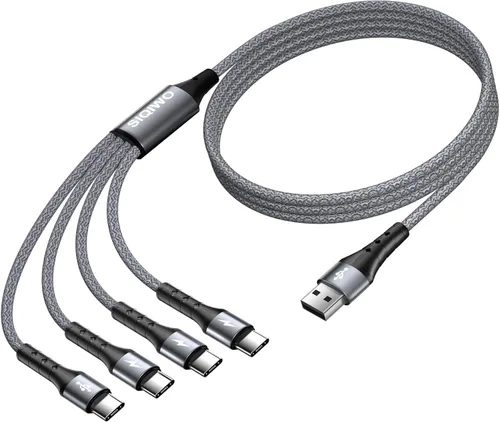 Miniatura 9 de SIQIWO Cable multiUSB C de carga rápida, [paquete de 4 pies/2] QC 3.0 (3A), cable divisor USB C, cable de carga 4 en 1 con 4 puertos tipo C