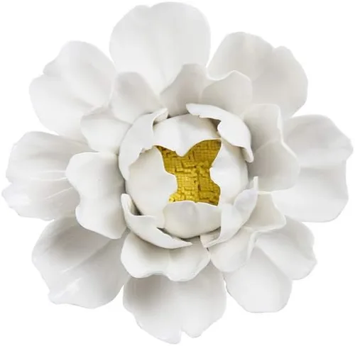 Miniatura 9 de Insiswiner Flores decorativas de cerámica 3D para colgar en la pared para el hogar, peonía blanca y amarilla, 3.54 pulgadas
