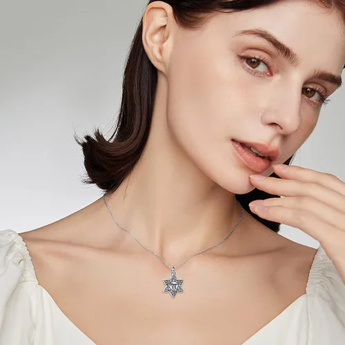 Miniatura 37 de YFN Collar de estrella de David de plata de ley, concha de abulón, árbol de la vida, joyería judía, regalos para mujeres y hombres