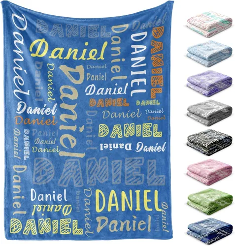 Miniatura 9 de Manta personalizada con nombre, 4 tamaños, manta personalizada para adultos, niños, bebés, regalos personalizados, manta con nombre, Navidad, Día