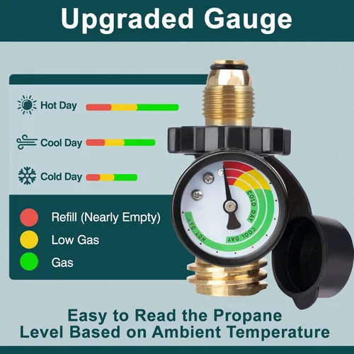 Miniatura 2 de GASPRO Medidor universal de tanque de propano, se adapta a cilindros de tanque de propano de 5 a 100 libras, adaptador de propano con conexión POL