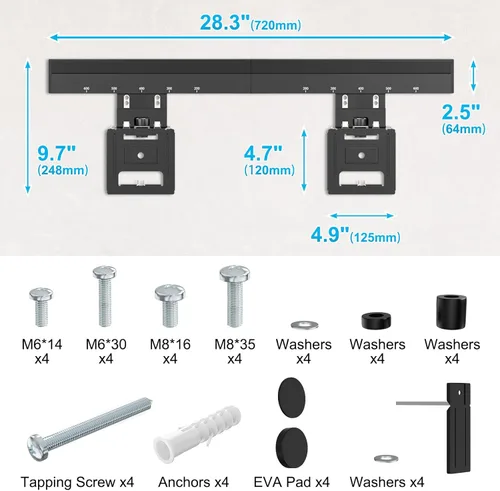 Miniatura 11 de Soporte de pared ultradelgado para TV plana y con marco de 37 a 80 pulgadas, perfil bajo de 0.37 pulgadas, montaje de pared de perfil bajo, VESA 200