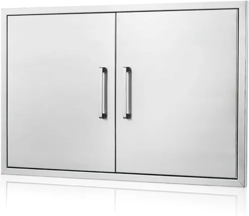 Miniatura 9 de Puerta de cocina para exteriores, 18 pulgadas de ancho x 21 pulgadas de alto, panel de puerta de doble pared de acero inoxidable, parrilla de una