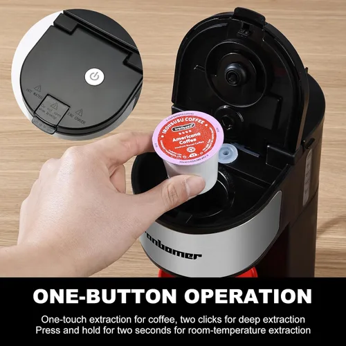 Miniatura 9 de Ranbomer Cafetera K Cup, cafetera de una sola porción o máquina de café molido 2 en 1, tamaños de preparación de 6 a 14 onzas, mini cafetera de una