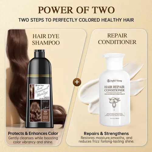 Miniatura 7 de Joyful Young Champú Tinte para el Cabello 3 en 1 Color Vegano para Canas - Sin Amoníaco para Hombres y Mujeres - Coloración de Barba y Cabello