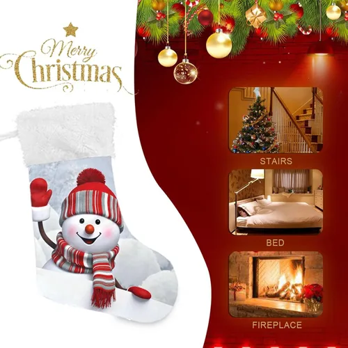 Miniatura 7 de ALAZA Medias de Navidad divertidas con muñeco de nieve agitando la mano, clásicas, decoraciones grandes personalizadas para la familia, temporada