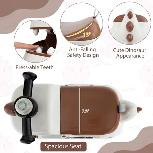 Miniatura 4 de BABY JOY Juguetes para niños pequeños, auto deslizante de pie a piso con almacenamiento debajo del asiento, luces, música y bocina, 4 ruedas Blanco
