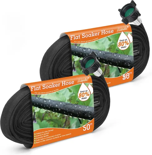 Miniatura 9 de AIODE Manguera de remojo plana de 10 pies para camas de jardín, manguera de goteo resistente, ahorra un 80% de agua para árboles vegetales (10 pies)