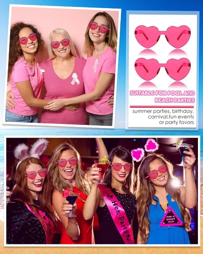 Miniatura 5 de Frienda 20 Pairs Heart Shaped Sunglasses Rimless Candy Color Glasses for Women Men Party Favor