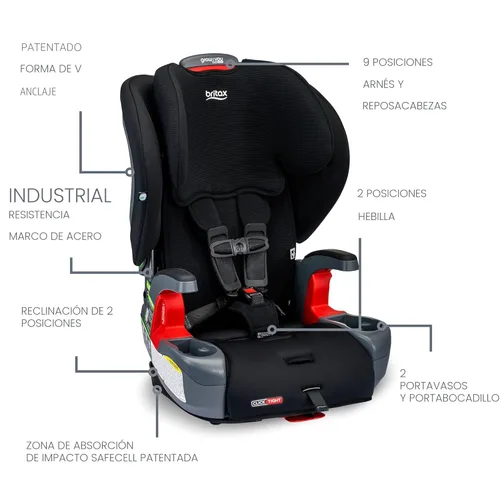 Miniatura 3 de Britax Grow with You ClickTight Asiento de Coche Arnés-2-Elevador, Elevador de Respaldo Alto 2-en-1, Contorno Negro