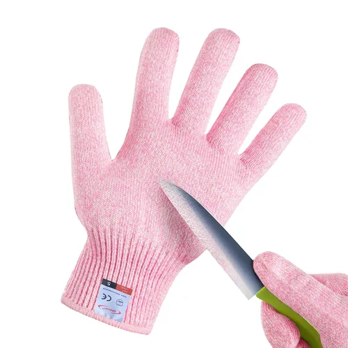 Guantes resistentes al corte, 1 par de guantes resistentes a cortes de grado alimenticio, guantes de corte para cocina, pelado de ostras, Rosado