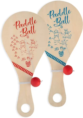 Miniatura 2 de PICK A TOY Bola de paleta de madera con cuerda (juego de 2) con bolsa de transporte verde - Juguete para interiores y exteriores: divertido y Con