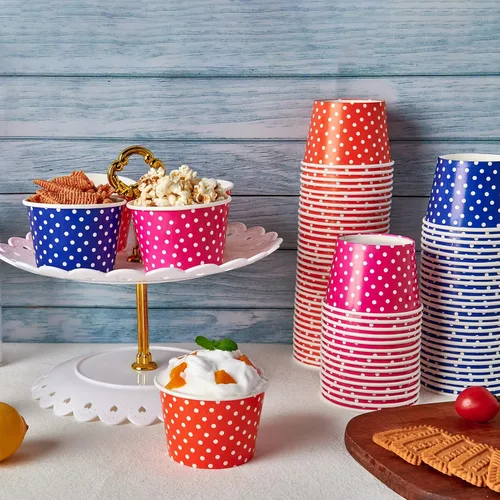 Miniatura 6 de LITOPAK Paquete de 150 tazas de helado de 8 onzas, vasos desechables de postre para alimentos fríos o calientes, cuencos de postre de papel