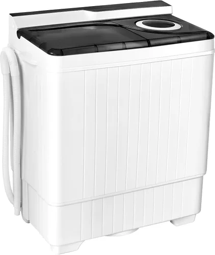 Miniatura 10 de Giantex Lavadora semiautomática, lavadora de doble tina con secadora de centrifugado, capacidad de 26 libras, bomba de drenaje integrada, lavadora