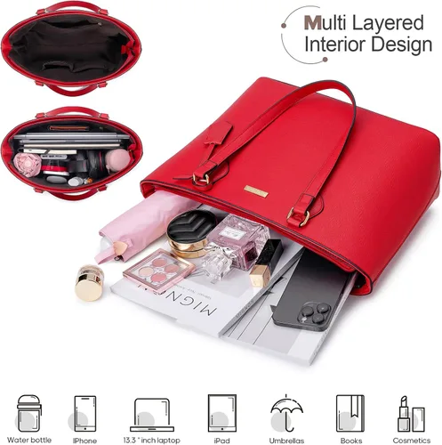 Miniatura 4 de 4 piezas de bolsos de mano de moda para mujer, monederos, bolsos de hombro, bolsas de mano informales, bolsas cruzadas, juego de bolso de regalo