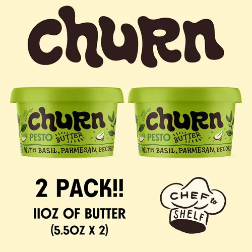 Miniatura 6 de Churn Mantequilla de Cacio & Pepe, mantequilla saborizada batida con mantequilla orgánica alimentada con hierba (5.5 onzas, paquete de 2) – Sin OMG