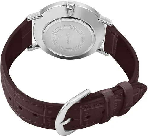 Miniatura 4 de Casio MTP-VT01L-7B2 - Reloj analógico para hombre con esfera plateada y correa de piel marrón