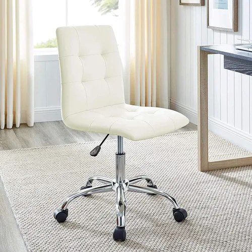 Miniatura 10 de Modway Prim Silla de oficina giratoria sin brazos con respaldo medio acanalado en blanco