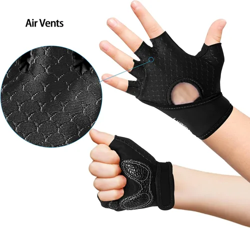 Miniatura 4 de Luwint Guantes de Entrenamiento para Niños, Guantes de Ejercicio con Ventilación y Agarre para Niños y Niñas para Levantamiento de Pesas y Gimnasio