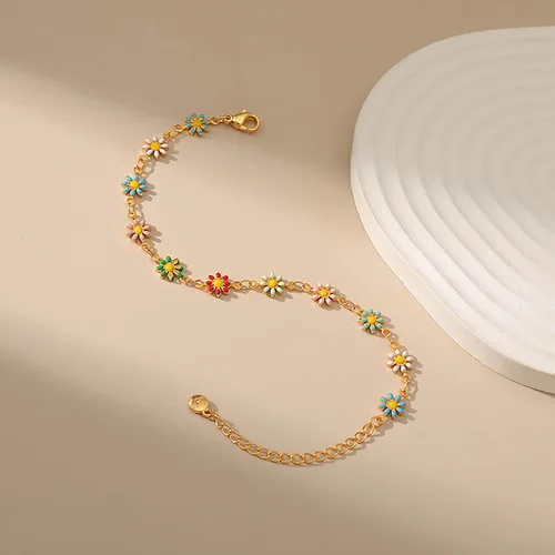 Miniatura 16 de Delicadas pulseras de oro para mujer, chapado en oro 18, ajustable, mal de ojo, mariposa, cuentas, perla, corazón, turquesa, hecha a mano para mujer