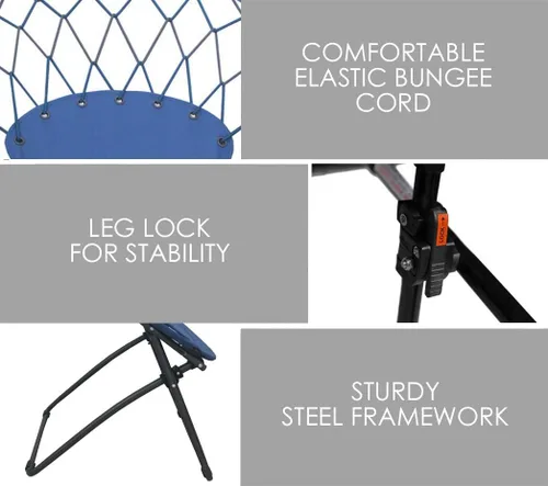 Miniatura 5 de Zenithen Bungee - Silla plegable portátil con marco de acero, perfecta para dormitorios, dormitorios y espacios de estar, uso para juegos, lectura