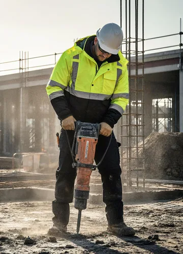 Miniatura 3 de Ubon Chaquetas de seguridad de invierno de alta visibilidad para hombres, impermeable reflectante Hi Vis, chaqueta de trabajo de construcción