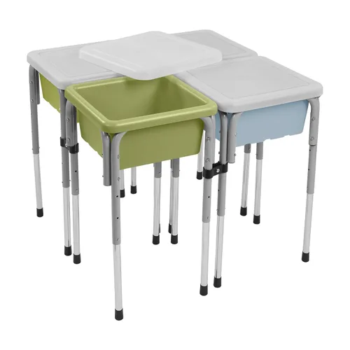 Miniatura 16 de ECR4Kids Mesa de juego ajustable para arena y agua de 4 estaciones, contenedores sensoriales, contemporánea