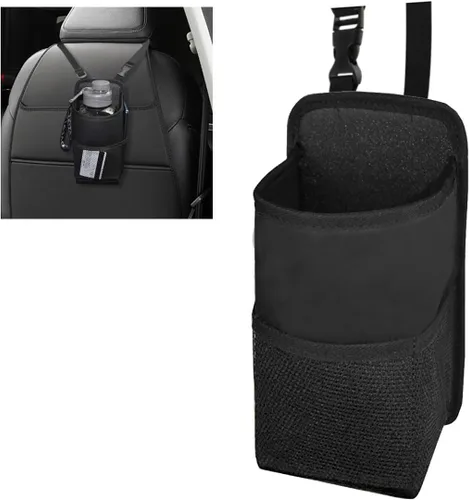 Portavasos grande 2 en 1, organizador lateral multifuncional para asiento de automóvil de 80 onzas, bolsa colgante para botellas de agua, soporte
