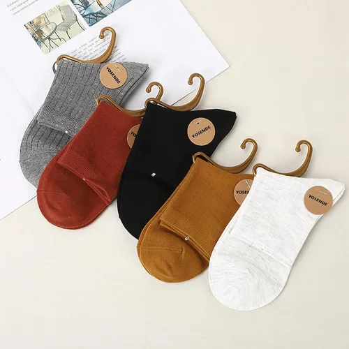 Miniatura 5 de Calcetines de algodón para mujer, calcetines clásicos de negocios, 5 pares, suaves y cómodos