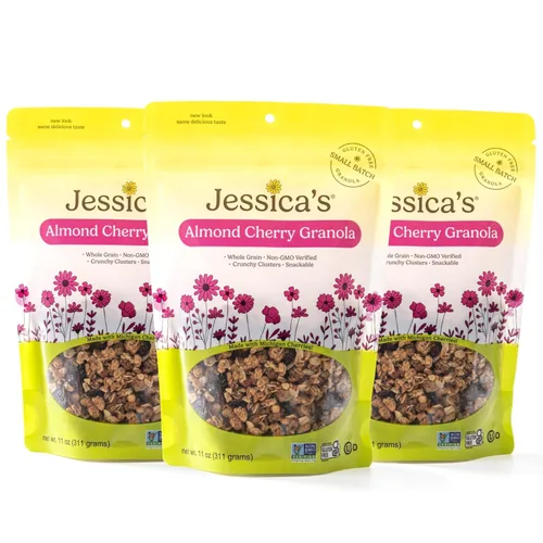 Jessica's Natural Foods - Granola de cereza de almendras sin gluten hecha con cerezas secas de Michigan y almendras tostadas, sin OMG, sin sabores