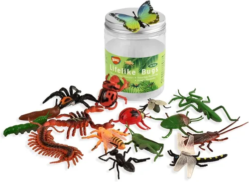 BOHS Figuras de juego de insectos, juguetes realistas de insectos para proyectos educativos, 16 piezas, 2-3 pulgadas de longitud, recuerdos