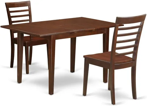 Miniatura 16 de East West Furniture NOML3-MAH-LC - Juego de mesa de comedor de 3 piezas contiene una mesa de comedor rectangular con hoja de mariposa y 2 sillas