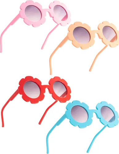 Miniatura 4 de Weewooday 8 lentes de sol de flores para niños, lindos lentes redondos para bebé, lentes con forma de flor para niños y niñas, accesorios de fiesta